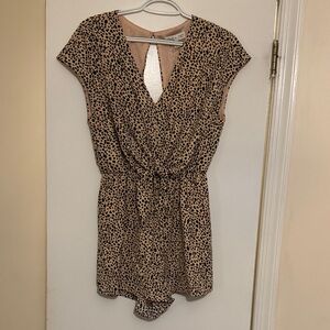 She and Sky Leopard Print Jumpsuit - Black and Tan